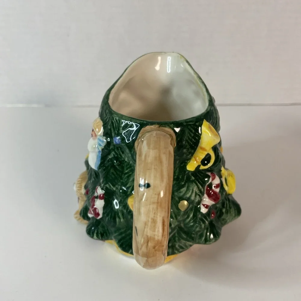Vtg Earthenware Christmas Tree Sugar & Creamer Set w/Original Box Kitchen Decor